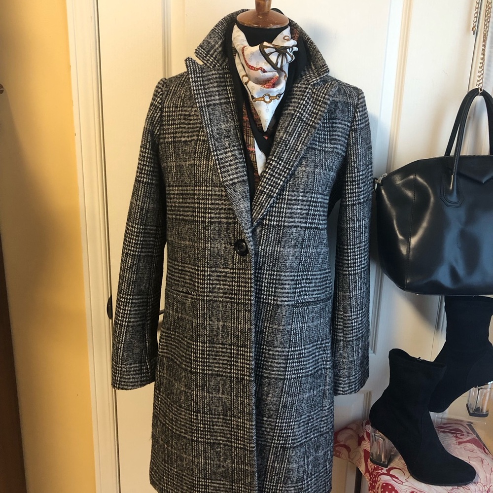 Joe Fresh Plaid Trench style car pea Coat - Picture 2 of 10